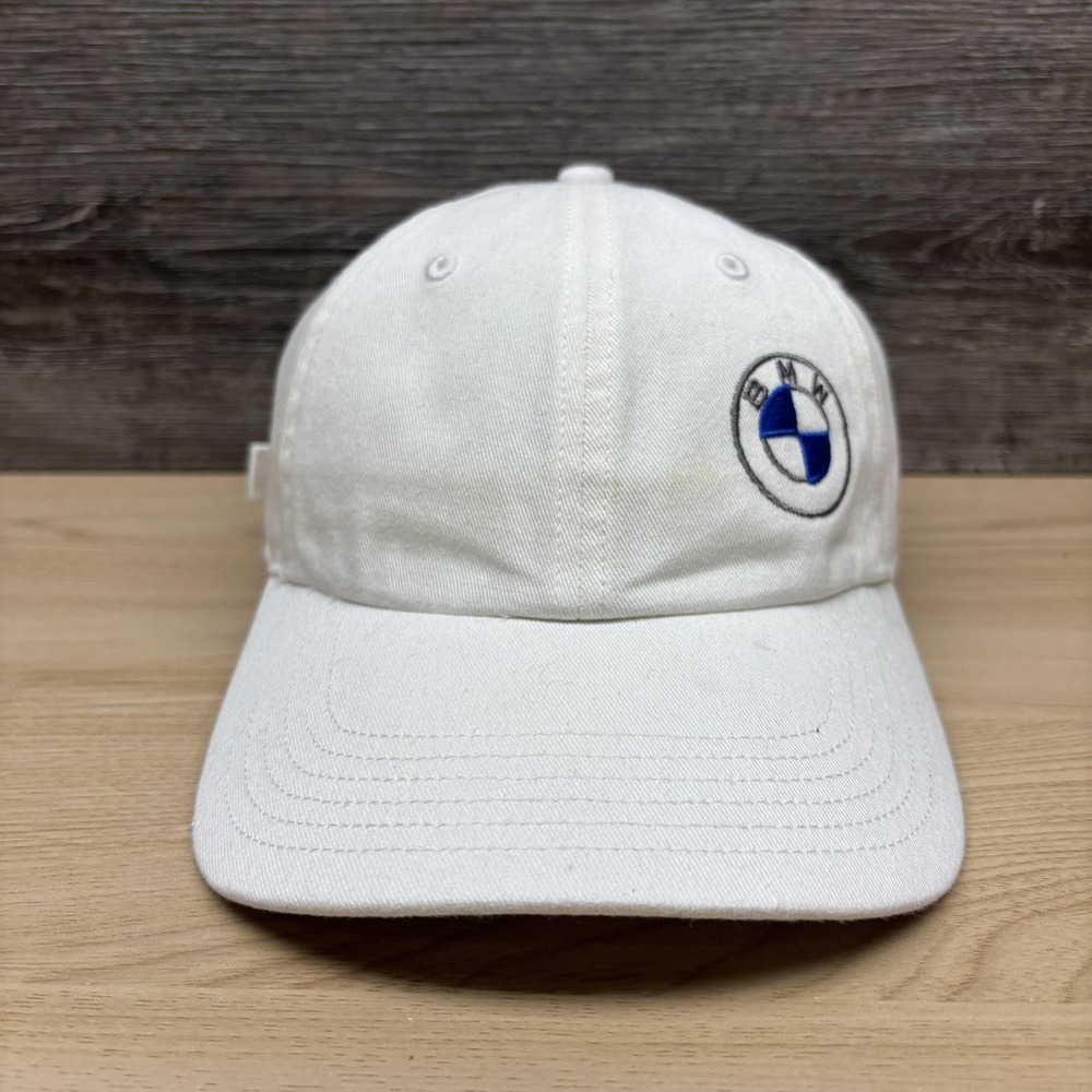 BMW Hat Cap Strap Back Mens Small White Embroidered Car Racing Richardson